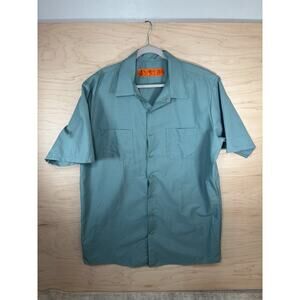 Red Kap SP24 Short Sleeve Work Shirt Men’s XL Green Teal Button Up Uniform